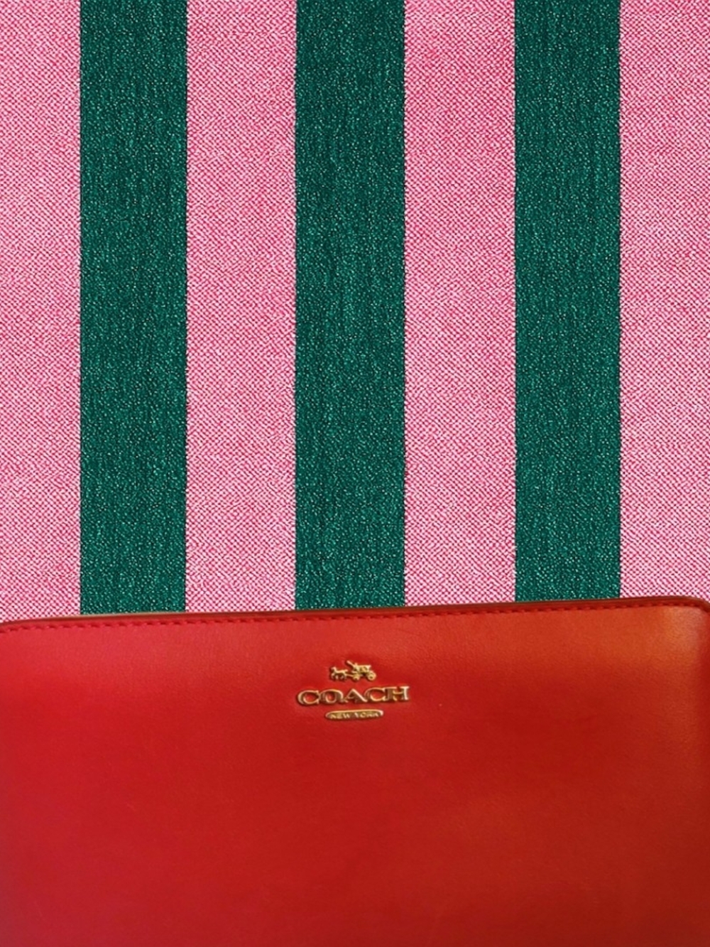 Coach Red Leather Zip Wallet with Gold